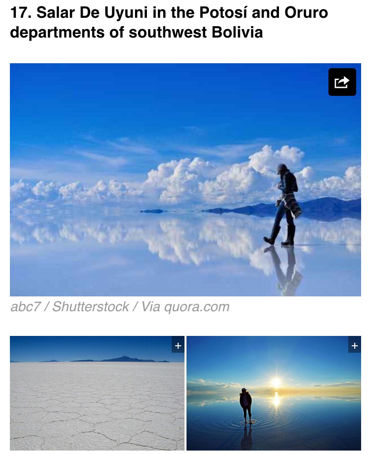 This is the world's largest salt flat. It also becomes a giant mirror of the sky during the rainy season.