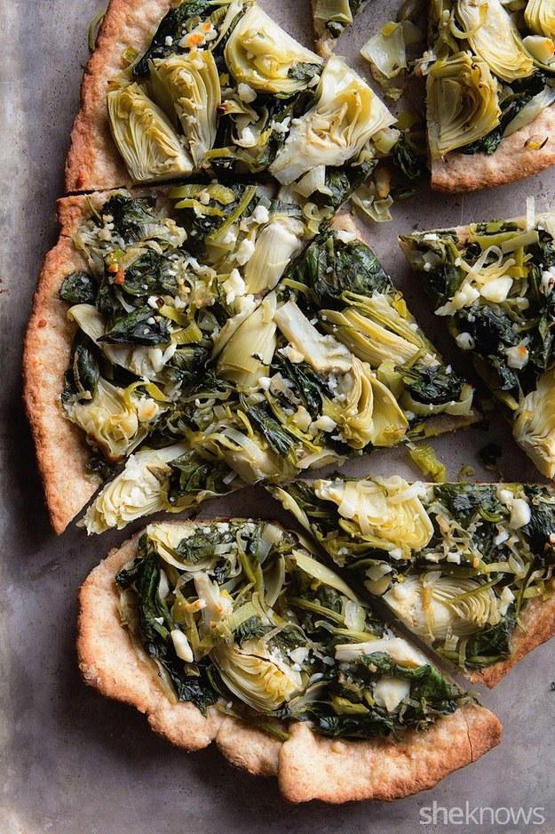 27. Thin Crust Spinach Artichoke Whole Wheat Pizza 