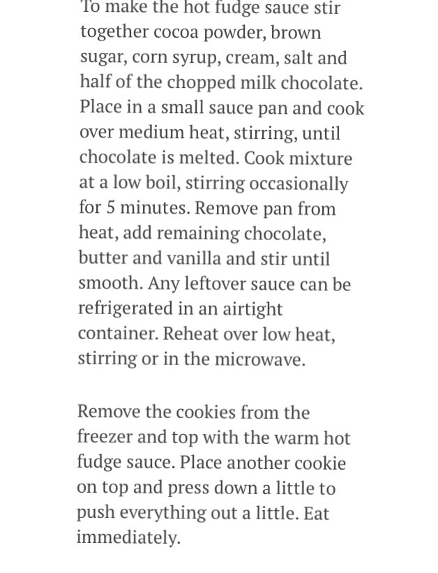 Hot Fudge Chocolate Chip Ice Cream Cookie Sandwiches 