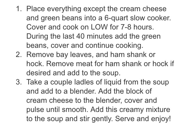 Slow cooker Ham And Green Bean Chowder
