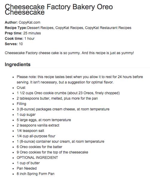 Cheesecake Factory Oreo Cheesecake Recipe