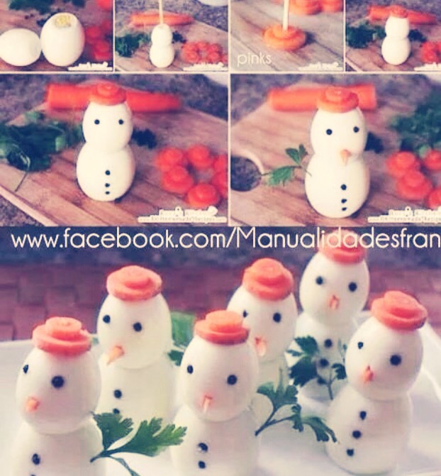 What about a more savoury snowman? Try boiled eggs!