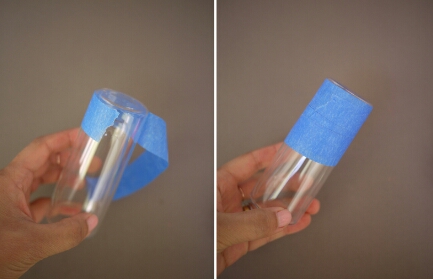 Mask off the bottom of the glass with painters tape.
