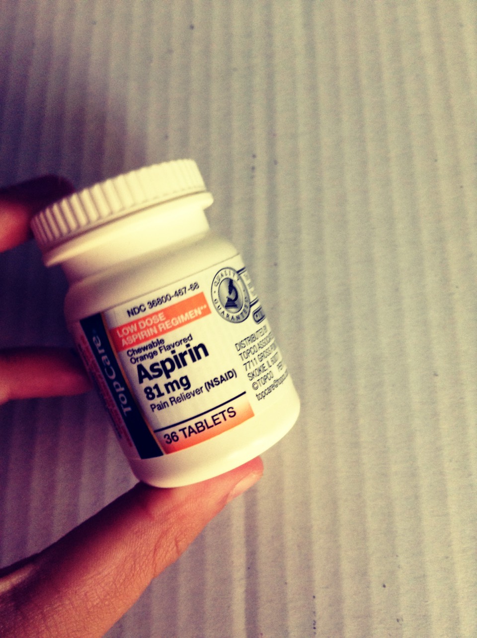 The last thing I have is aspirin or ibuprofen. You will want this just in case you have a headache or if you need to relieve pain.