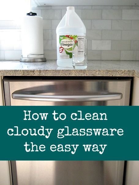 25. Cleaning cloudy glassware

When you're washing your dishes in the dishwasher just add a cup of vinegar to the bottom if the dishwasher and run the cycle!(you'll still want to use detergent)