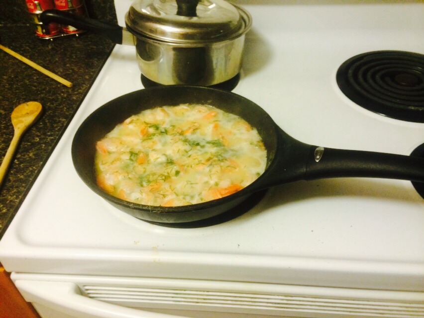 Garlic Butter And Dill Shrimp With Creamy Pasta Sauce
