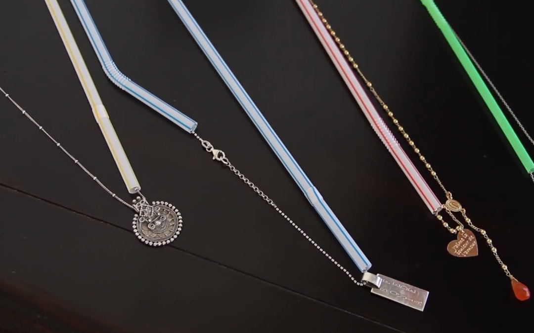 Put your necklace in a straw to prevent tangling