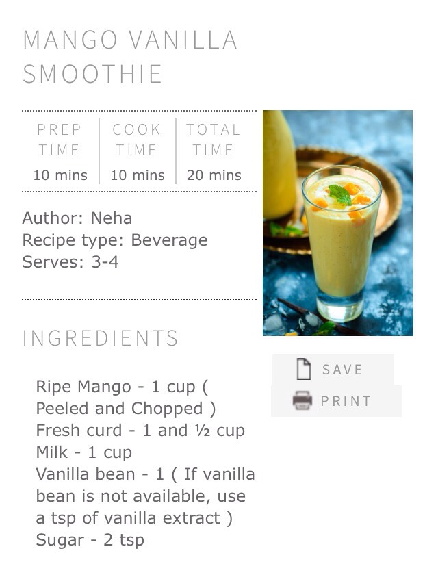 Mango Vanilla Smoothie