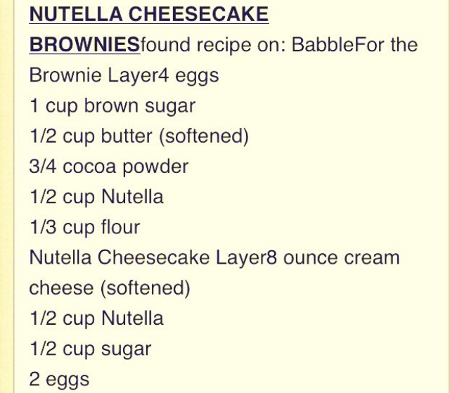 " Nutella Cheesecake Brownies" Yummy!!