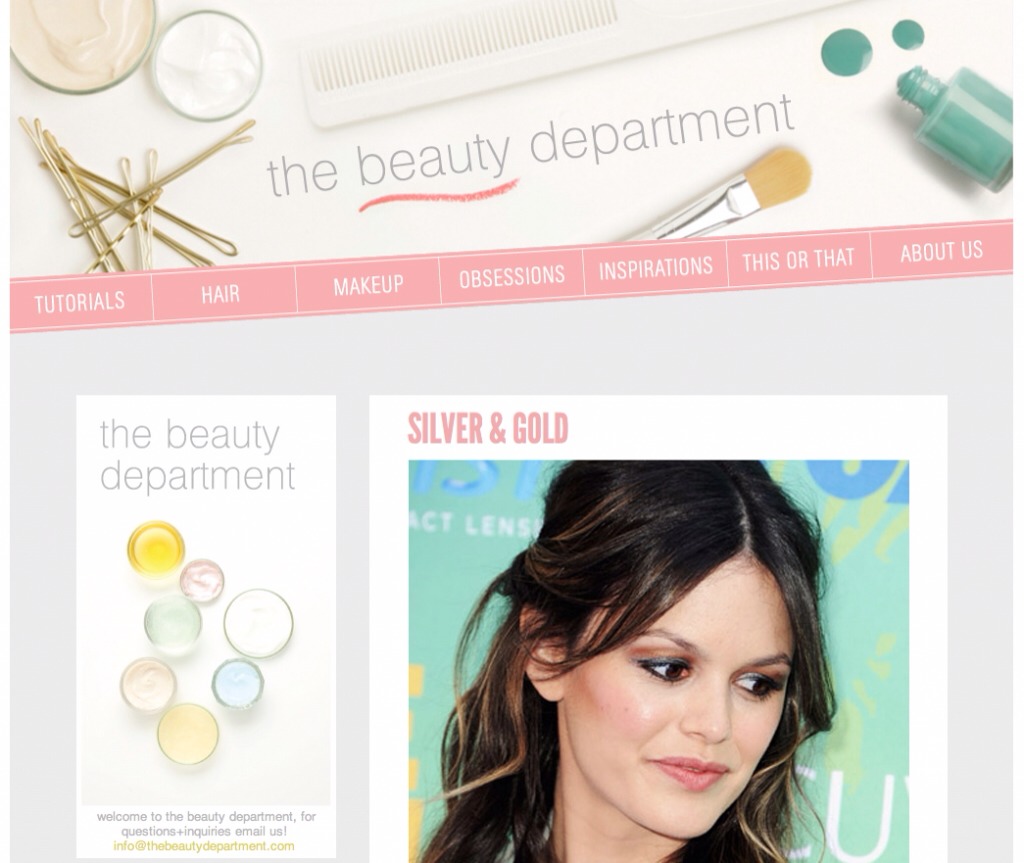 Her website thebeautydepartment.com focuses on makeup, hair, and nails (basic beauty needs) with tips, tutorials, and new products to try.