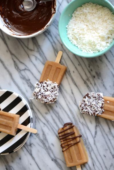 Chocolate-Dipped Iced Coffee Popsicles 