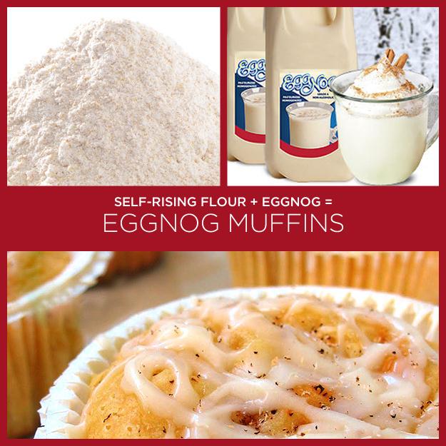 Self-Rising Flour + Eggnog = Eggnog Muffins