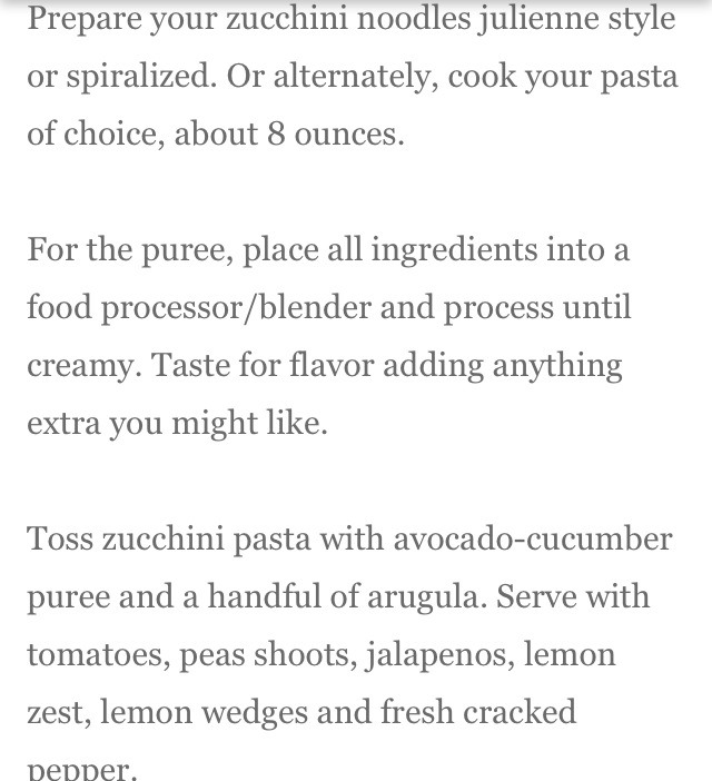 Raw Zucchini Pasta With Creamy Avocado Cucumber Sauce 