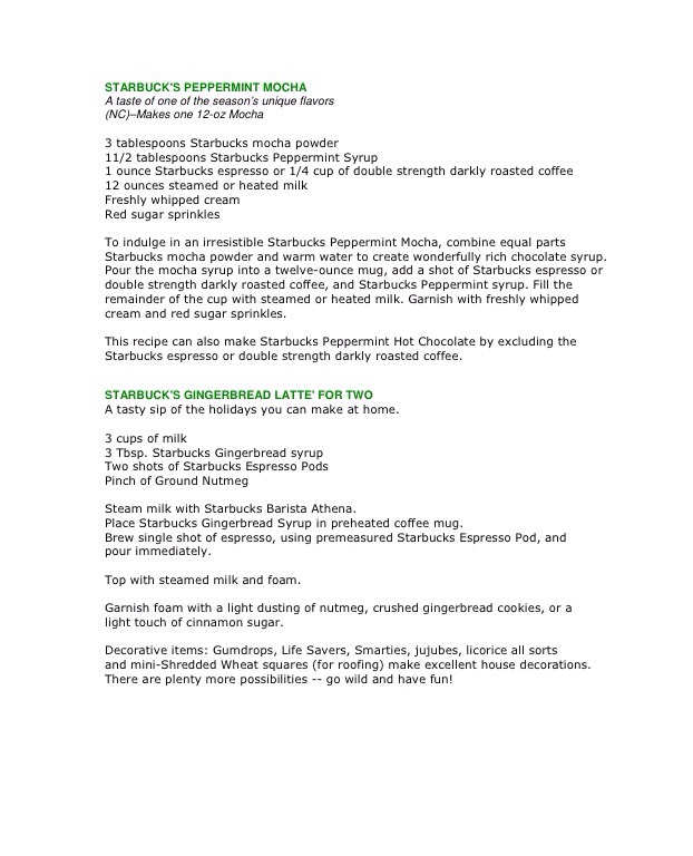 Starbucks Drink Recipes