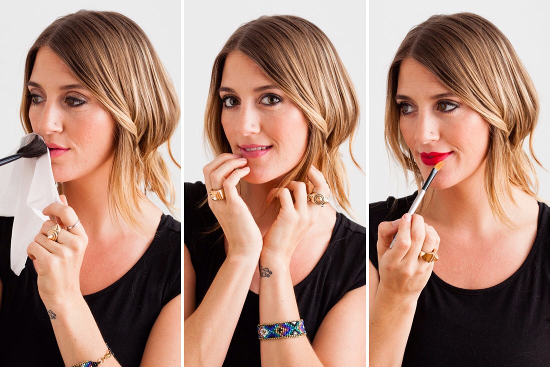 13. Long lasting luscious lips
Once you've put on your favourite lipstick, stick a tissue to your lips and brush a translucent powder over the tissue. You can add more colour to your lips later if you like.
