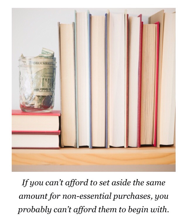 21. Try this genius trick from AmericaSaves.org: “Save” the amount that’s equal to whatever you spent on nonessential indulgences. For example: If you bought a bottle of wine, a new shirt, or two new lipsticks at Sephora, put a matching amount aside.