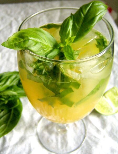 How to: 
- Put the basil and lime in the bottom of a glass and muddle (either using a muddler or the handle of a wooden spoon) 
- Add pineapple juice & gin over ice cubes
- Top with club soda to taste
- Garnish with a slice of pineapple, lime wedge, or a spring of basil


