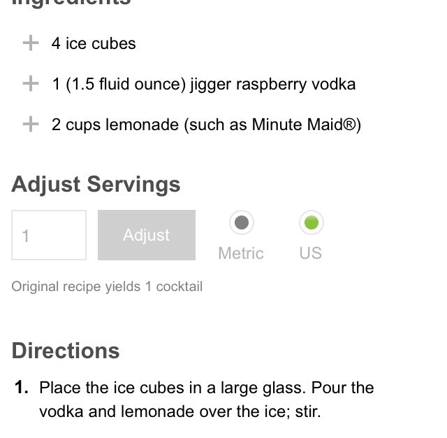 Raspberry Lemonade -- Adults Drink