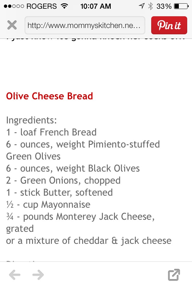 Olive Cheese Bread Recipe