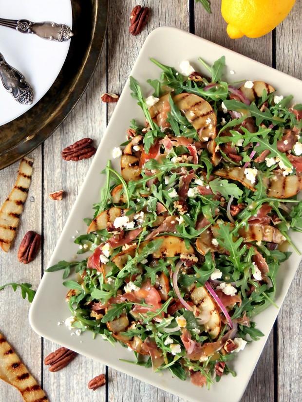 Grilled Pear, Prosciutto And Arugula Salad