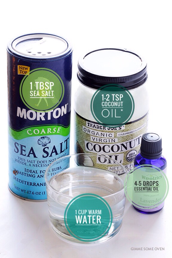 		INGREDIENTS | 
		(+) 1 cup warm water (spraying)
		(+) 1 tbsp sea salt (texturizing)
		(+) 1-2 tsp olive oil, argan oil or coconut oil* (moisturizing)
		(+) 4-5 drops essential oil (for smelling yummy — use your favorite or a mixture)
		(+) Spray bottle
*Coconut oil’s melting point = 76*.  If you store it in a cooler place, the oil will solidify.  I’d recommend using olive or argan oil if that’s the case.  You can also store the jar on a window sill or warm it up for a few seconds in a microwave before using.
 
		
