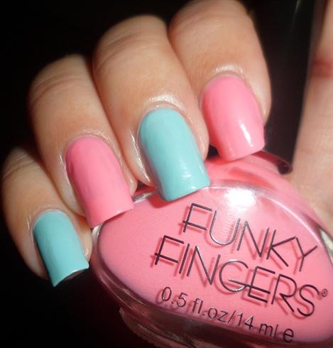 For a simpler manicure, just alternate each colour on nails.