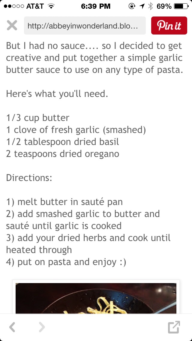 Garlic Butter Sauce For Pasta 