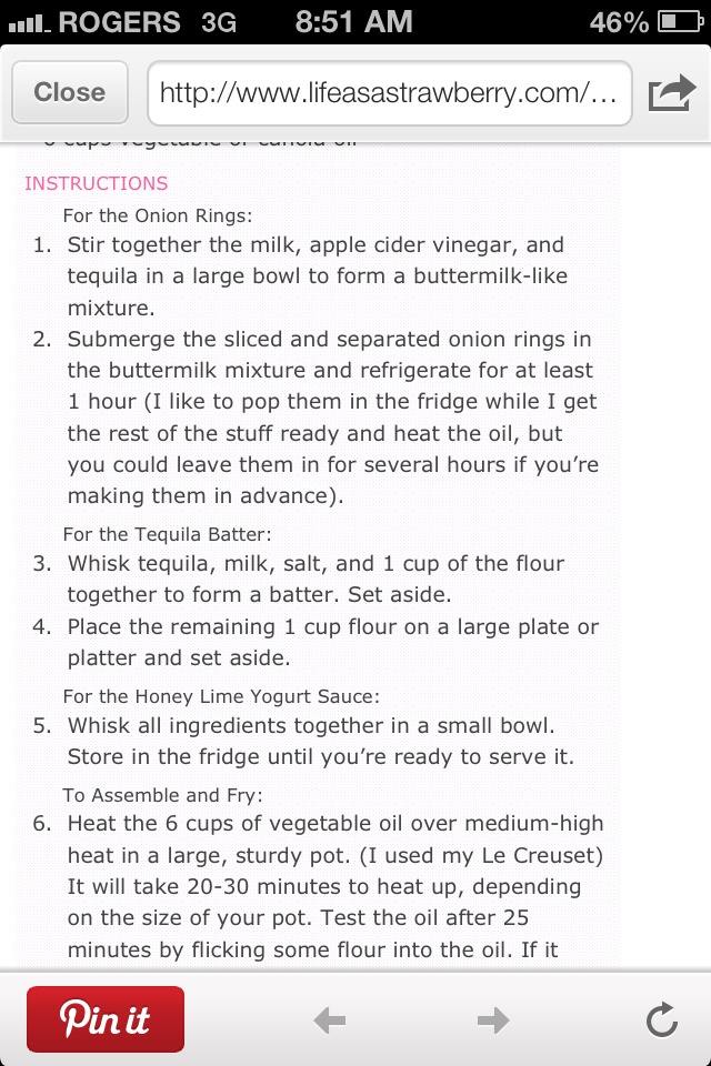 Tequila Battered Onion Rings With Honey Lime Yogurt Dip!