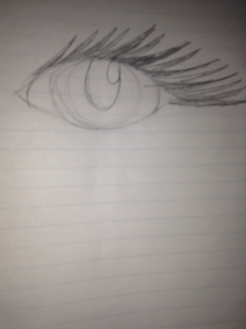 Add eyelashes to the top. They are pretty much curved, skinny triangles.