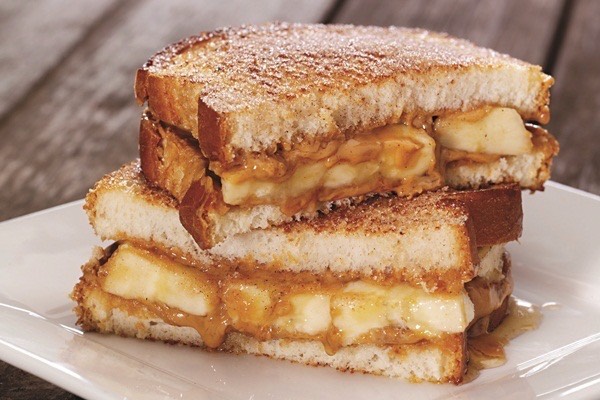 Peanut Butter, Banana and Honey Sandwich on Cinnamon Bread