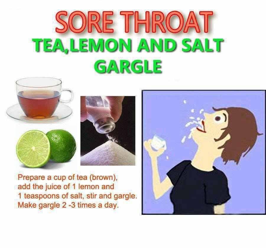 The picture pretty much says it all but to recap! Brown tea with some lemon (or lime)  and a teaspoon of salt ! Remember to gargle this one don't drink it! All that salt in the tea, YUCK! 😫 haha but it definitely works wonders when you gargle it!! 