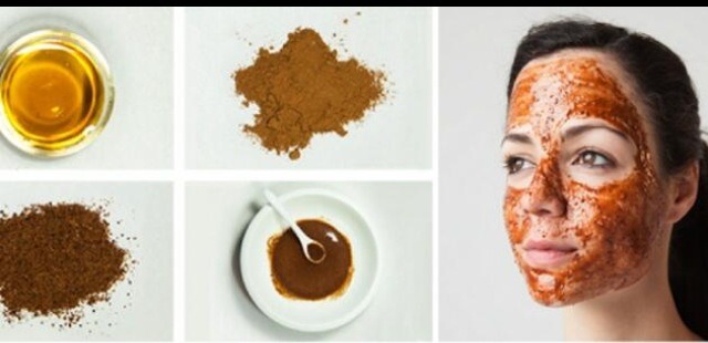 1/4 tbsp raw organic honey
2 tbsp ground nutmeg
1 tbsp ground cinnamon
Mix and apply to face for 25 minutes