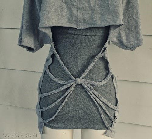 Using scrap piece of shirt, tie all braids together