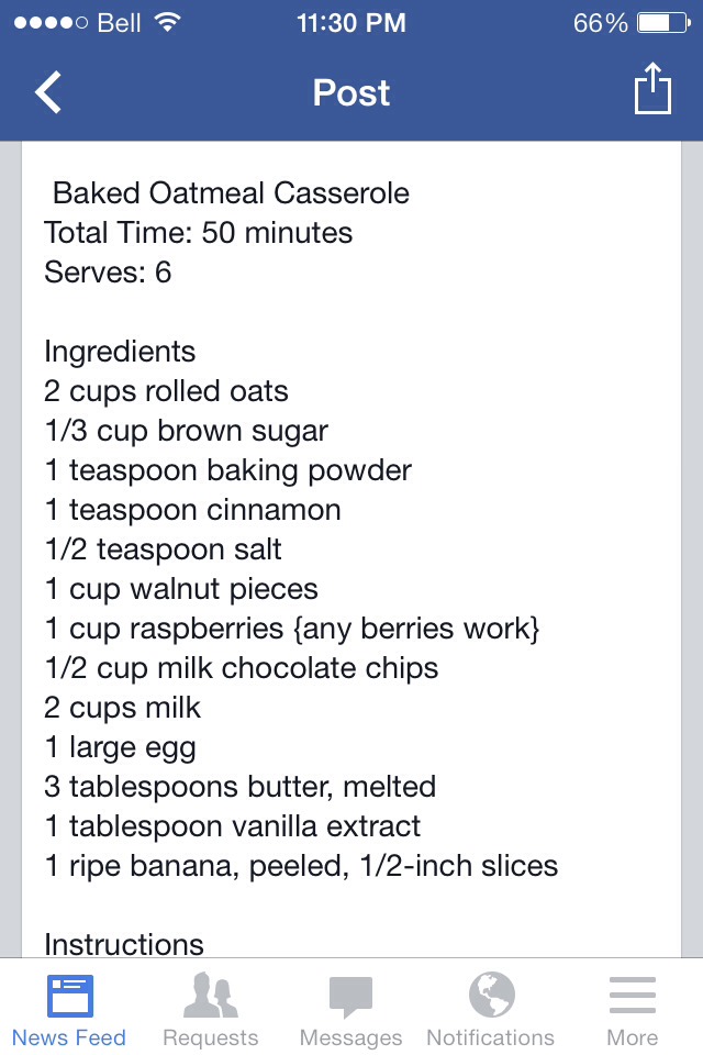 Oatmeal Casserole