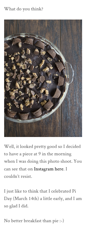 Peanut Butter Chocolate Pie!