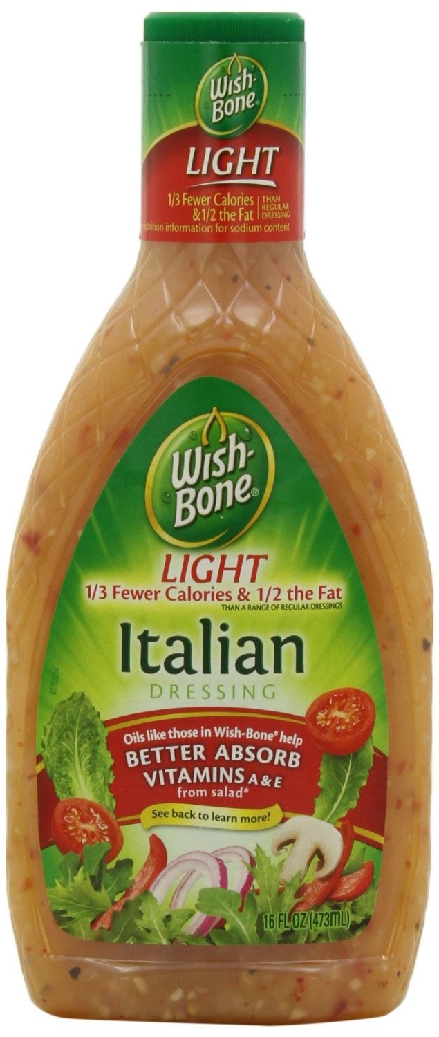 Use enough dressing to moisten the vegetables and cheese. Usually 1-2 Tbsp. Don't overpower the veggies unless you really want the Italian flavor.
