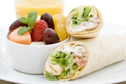 LUNCH
One of the worlds best words, Lunch.
• Chicken wrap with lettuce, mayo or your own choice of toppings.
• A small fruit salad.
• A glass of juice, water, or a smoothie.