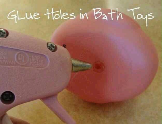 Glue the hole under the bath you so water won't get in