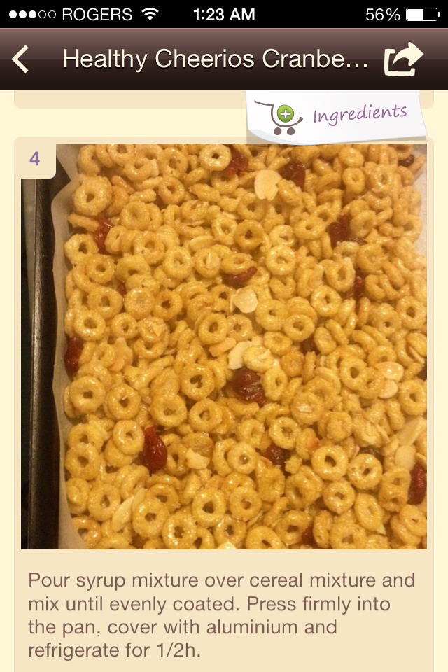 Heathy Cheerios Cranberry Energy Bars