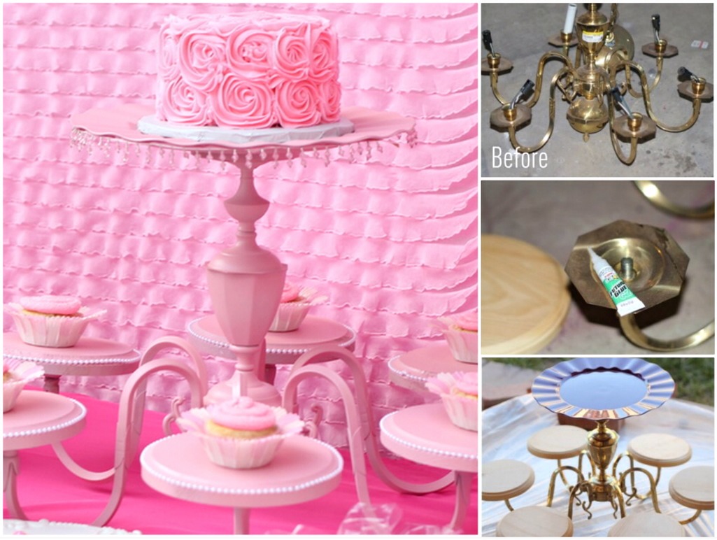 Chandelier Cake And Cupcake Stand DIY 
