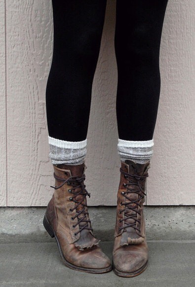 Wearing cute boots.