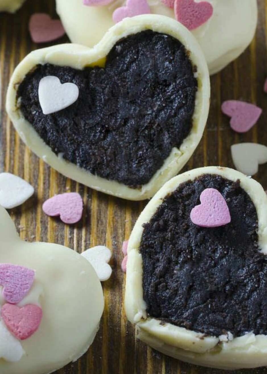 Oreo Truffles With Valentine Hearts For Valentines Day!