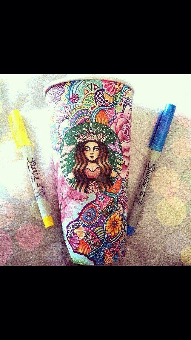 💕Creative Starbucks Cups Art💞