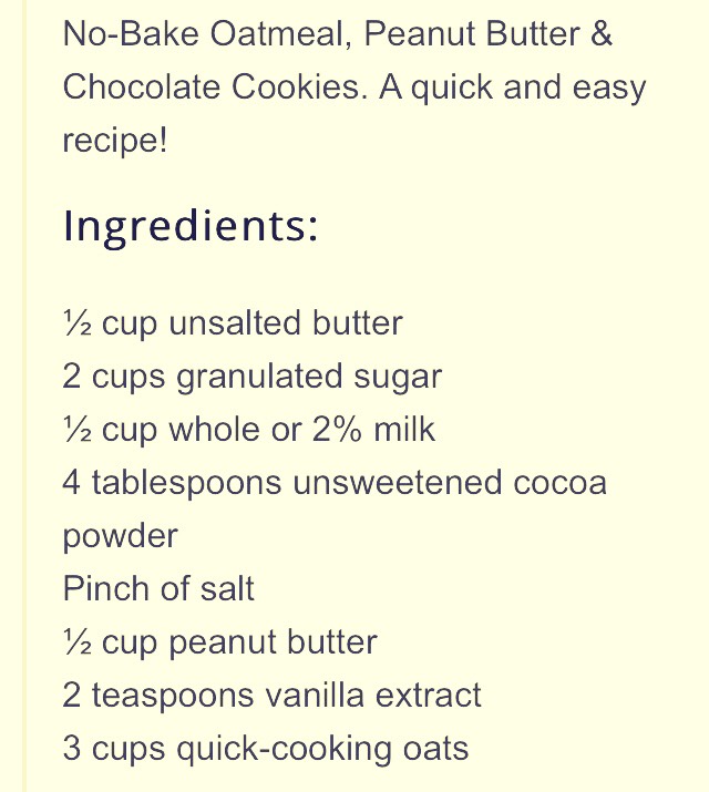No-Bake Oatmeal, Peanut Butter & Chocolate Cookies