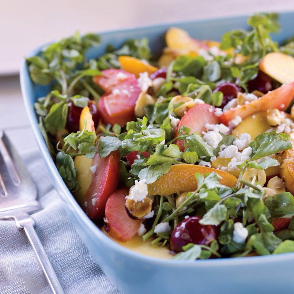 8. Watercress-Fruit Salad: Toss peach wedges and watermelon cubes with watercress. Drizzle with olive oil and lemon juice; season with salt and pepper.