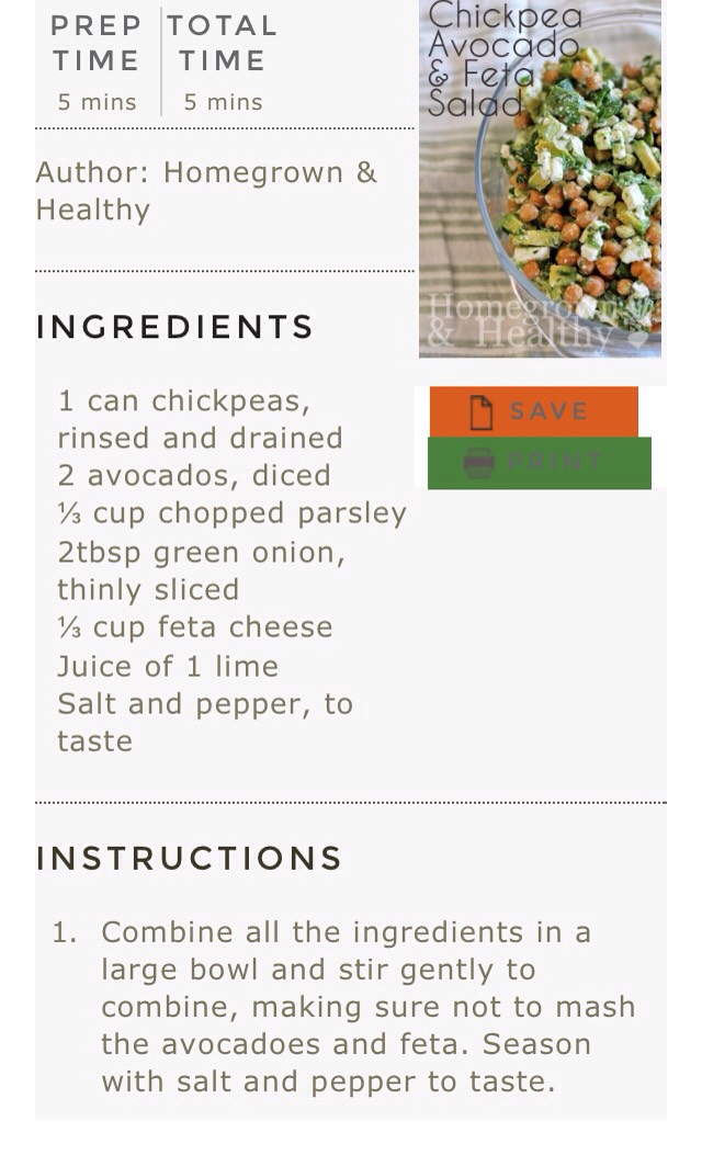 ✨ Chickpea Avocado & Feta Salad✨😋