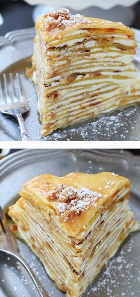 Maple pecan praline crepe cake