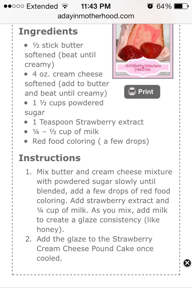 Strawberry Cream Cheese Pound Cake