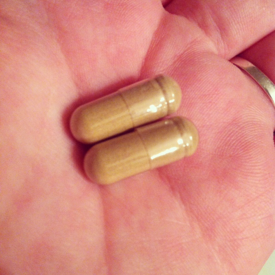 And here's what the pills look like! They are in a capsule and the coffee makes them smell so good, which I like, makes it easier to swallow. It is a bigger pill but goes down easily, especially if you take it with the amount of water you're supposed to!