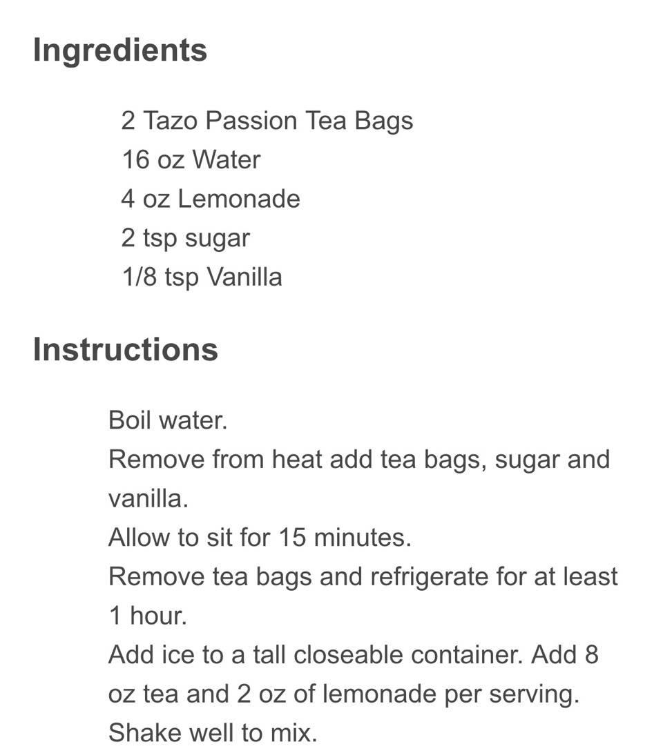 Copycat Starbucks Passion Tea Lemonade!!!